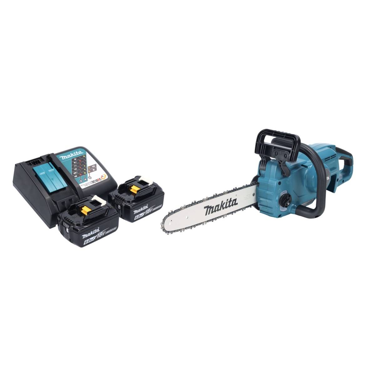 Makita DUC 357 RG2X2 Akku Kettensäge 18 V 35 cm 7,7 m/s Brushless + 2x Akku 6,0 Ah + Ladegerät