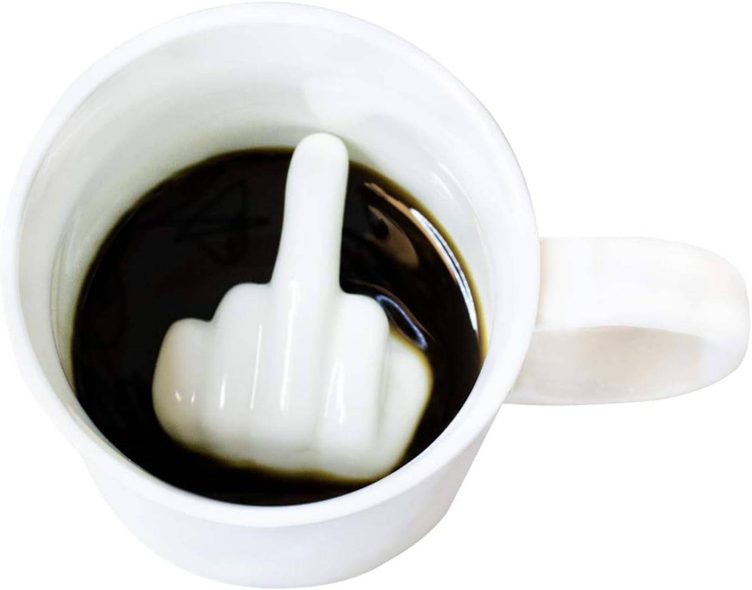I-TOTAL® Kaffeetasse Teetasse Keramik Becher 300 ml 3D-Innenseite Mittelfinger