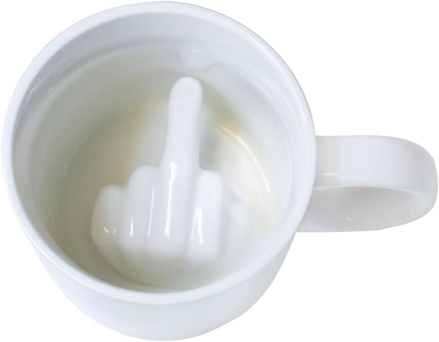 I-TOTAL® Kaffeetasse Teetasse Keramik Becher 300 ml 3D-Innenseite Mittelfinger