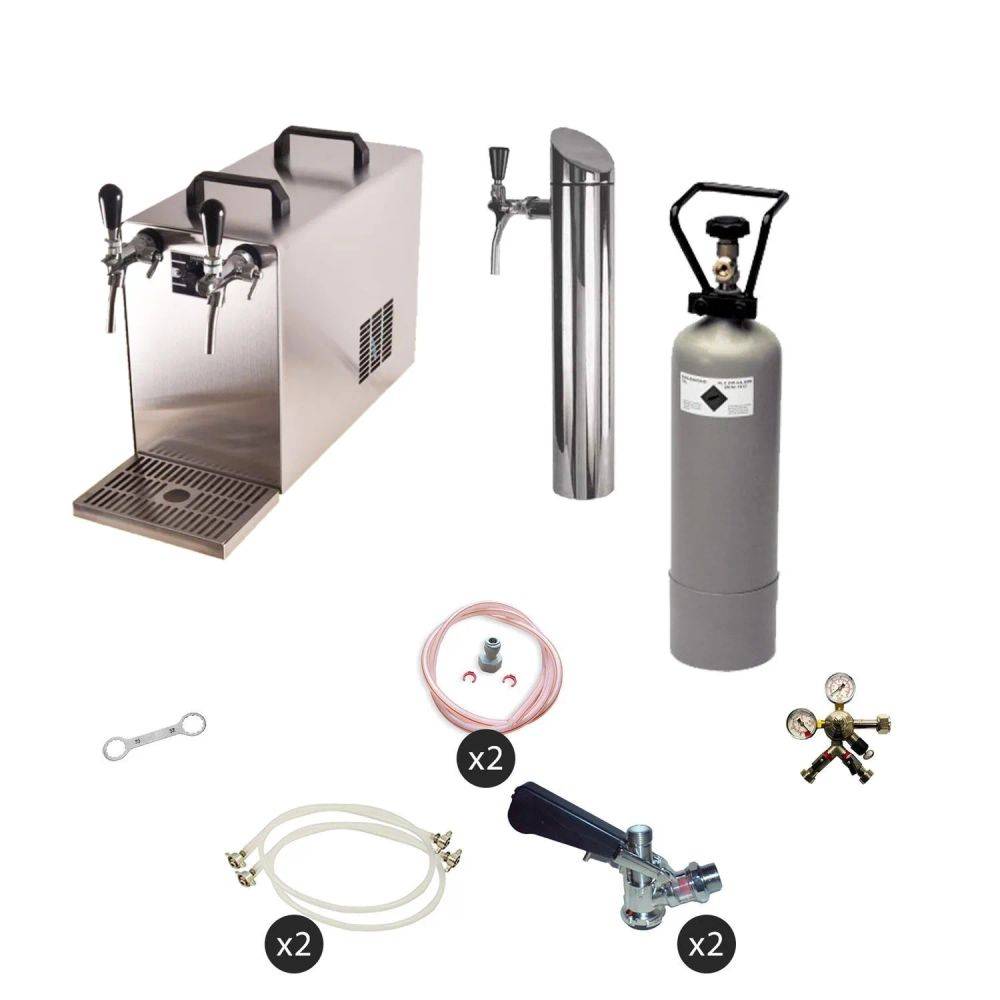 Bierzapfanlage Untertisch Komplettset STREAM 50 2-Leiter Trockenkühler bis 55 l/h KeyKeg Adapter