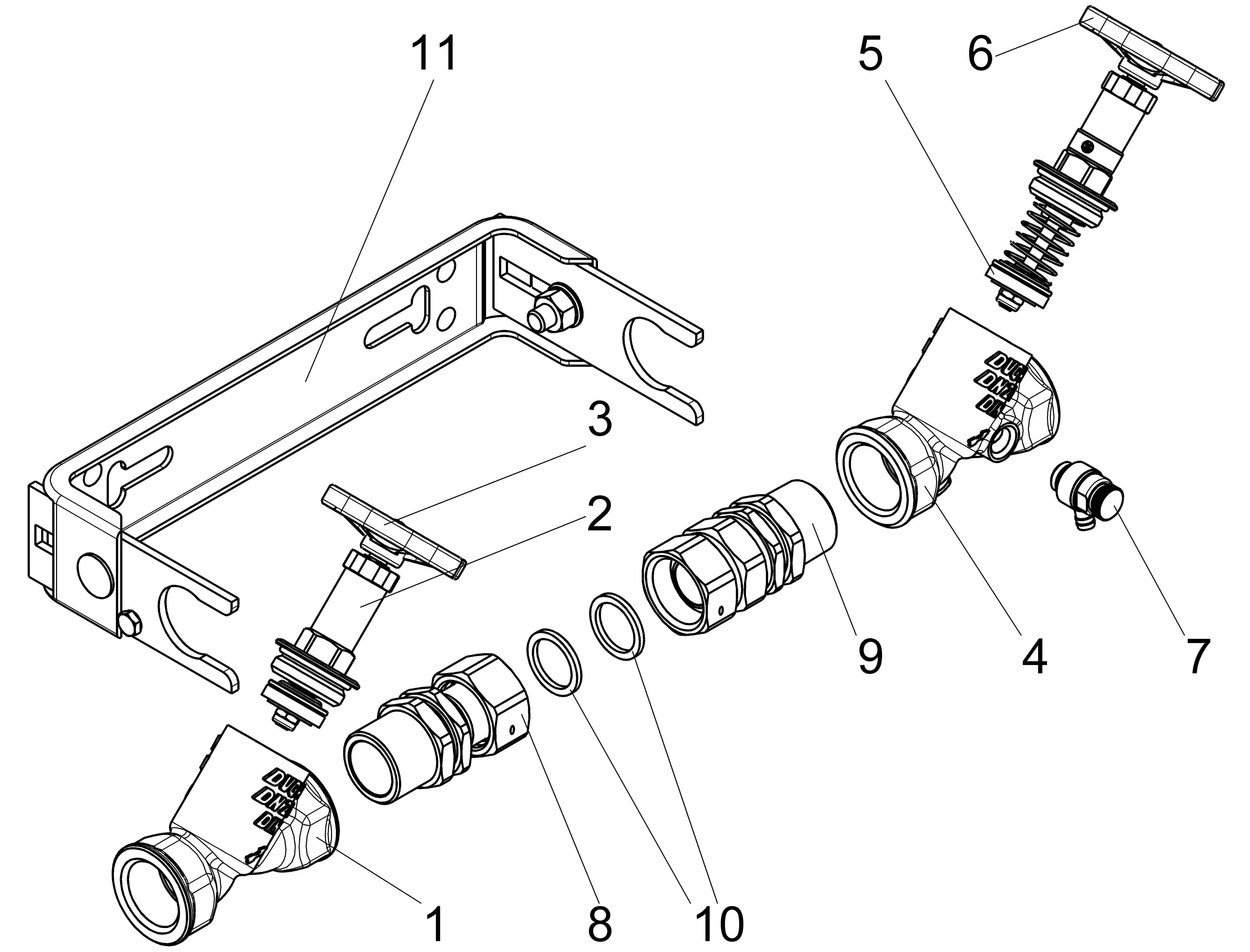 JS WZ-EINBAUGARN.WAAGER.,QN 6,0 1"x1",BUEGEL:VERZINKT,VERSTELLB.