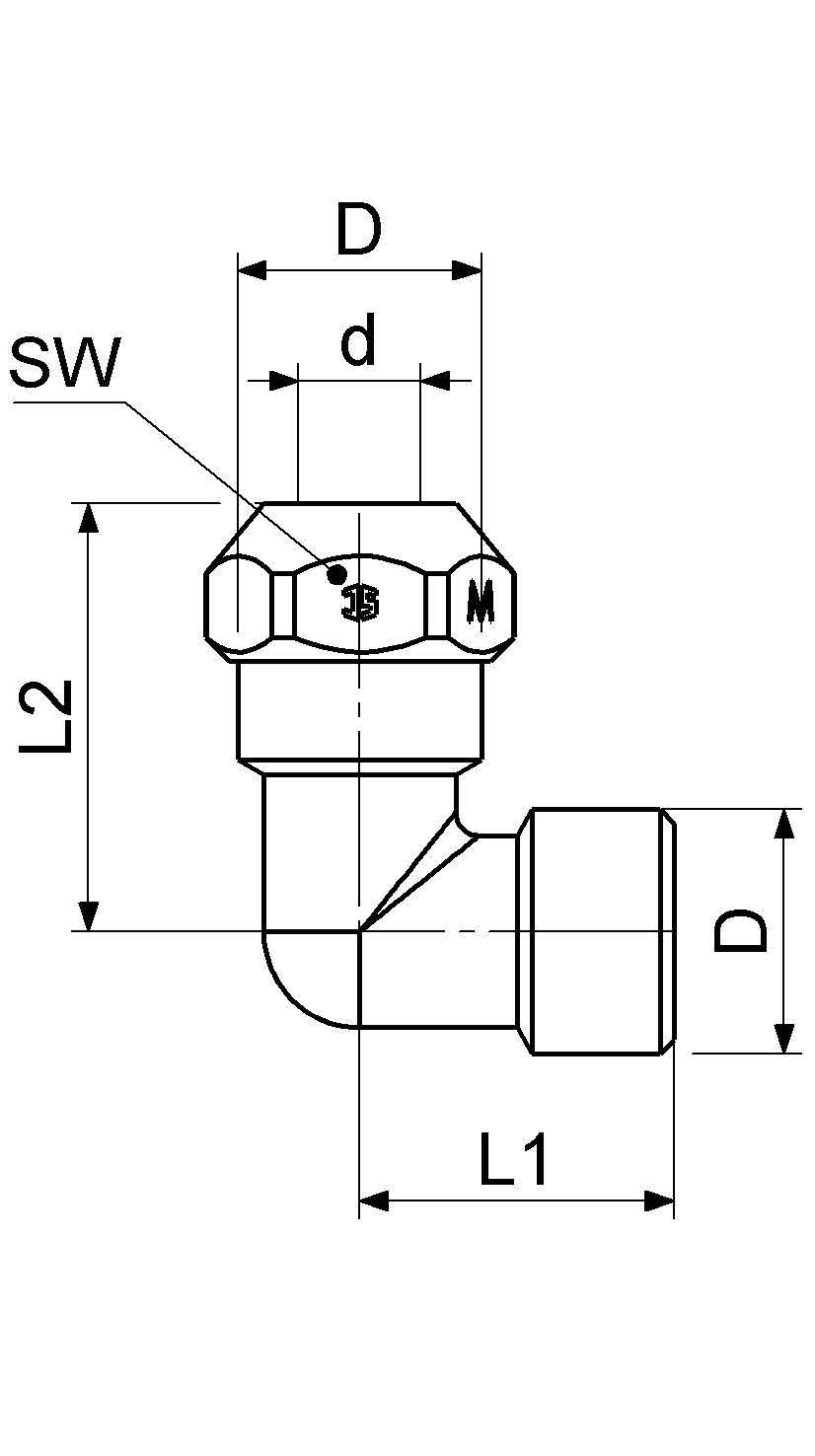 JS WINKEL M. 1 QUETSCHVERSCHRAUB. DN10,1/2"x1/2"x10MM,VERCHROMT