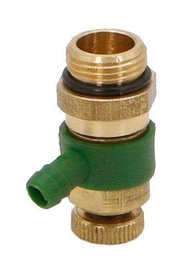 JS ENTLEERUNGSVENTIL MIT O-RING DN10,3/8",MS,AUSLAUFRING: GRUEN