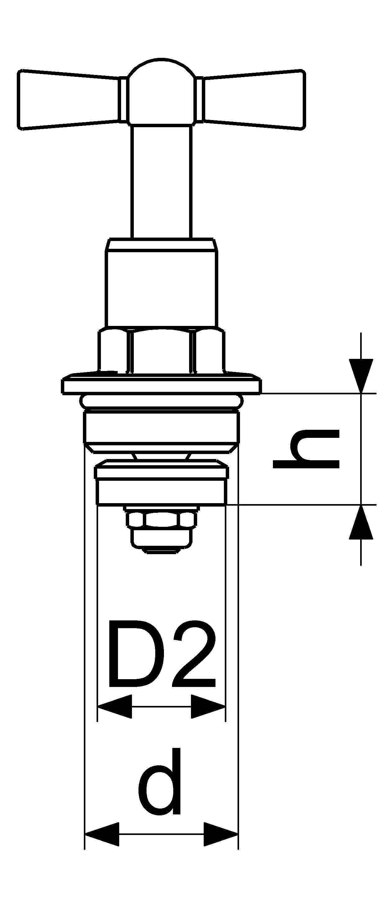 JS KNEBEL-OBERTEIL MIT O-RING DN15, 1/2", MATT VERCHROMT