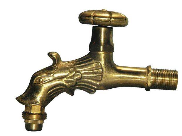 JS NOSTALGIE-AUSLAUFVENTIL,MOTIV: DRACHENKOPF,DN15,1/2",MS-POLIERT