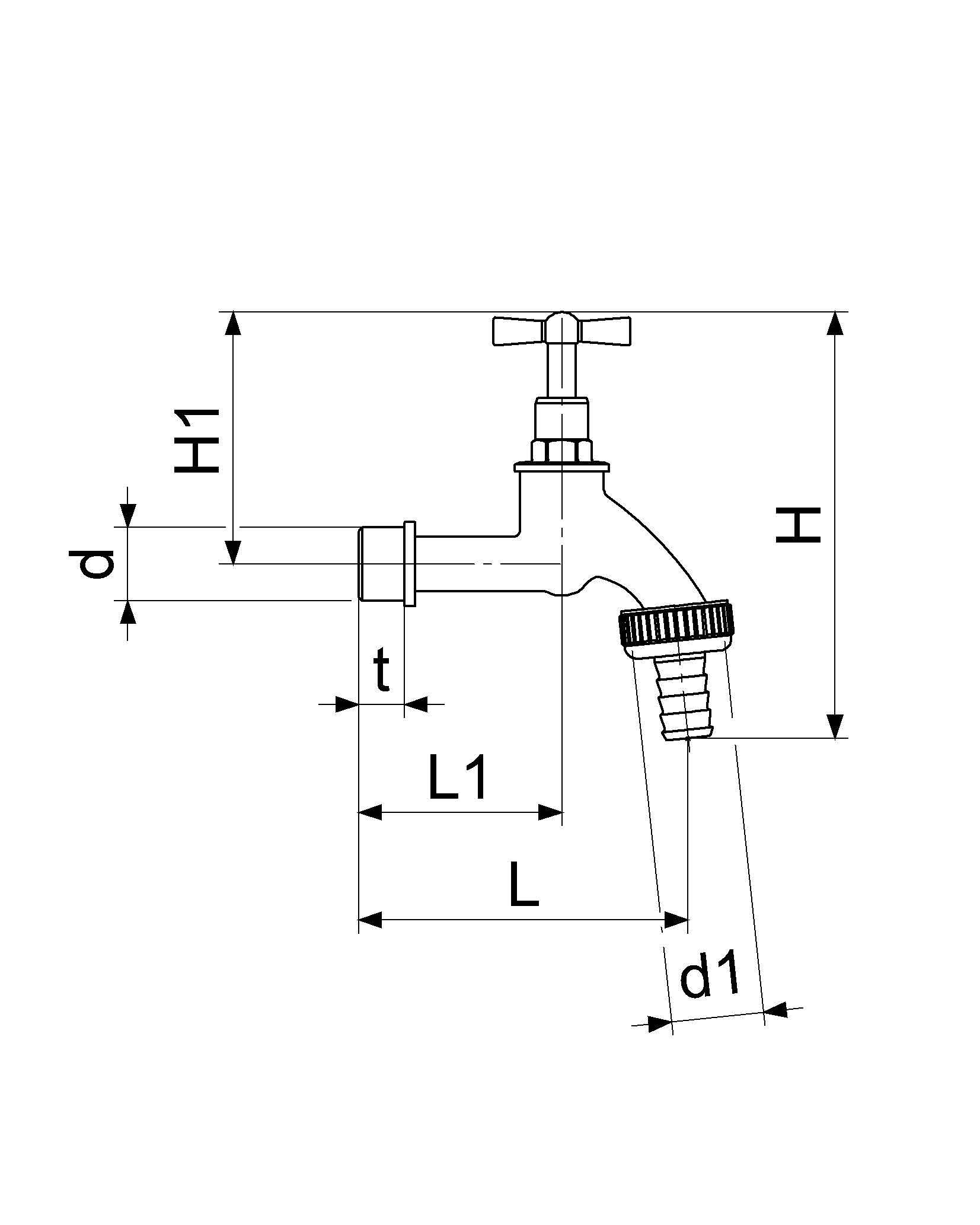 JS AUSLAUFVENTIL MIT SCHLAUCHVER. KNEBEL-OBERTEIL,3/4",MATT CHROM