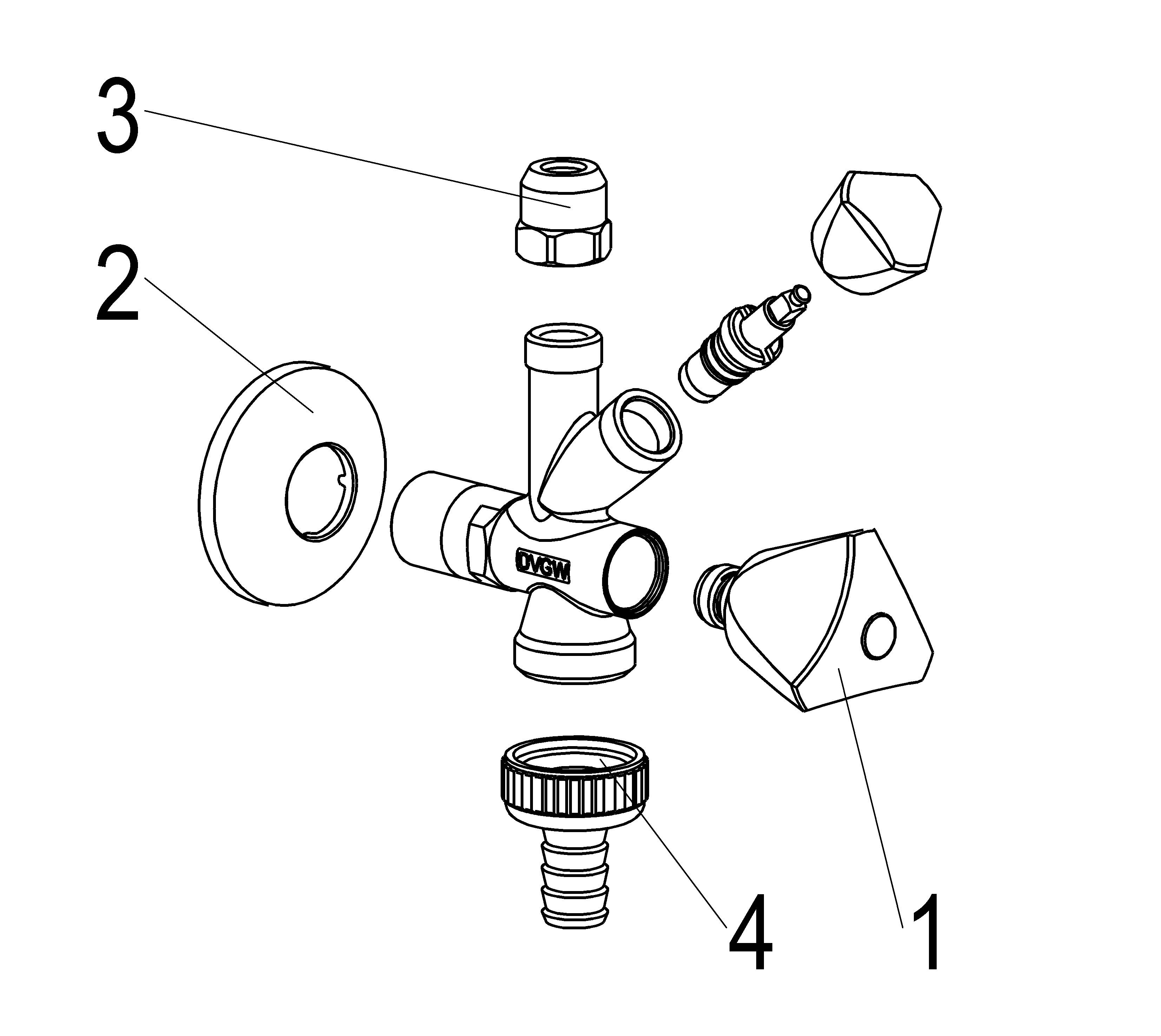 JS KOMBI-ECKVENTIL, NICHT SELBSTD. SV, 3-KANTGR, 1/2", POL.CHROM, DVGW