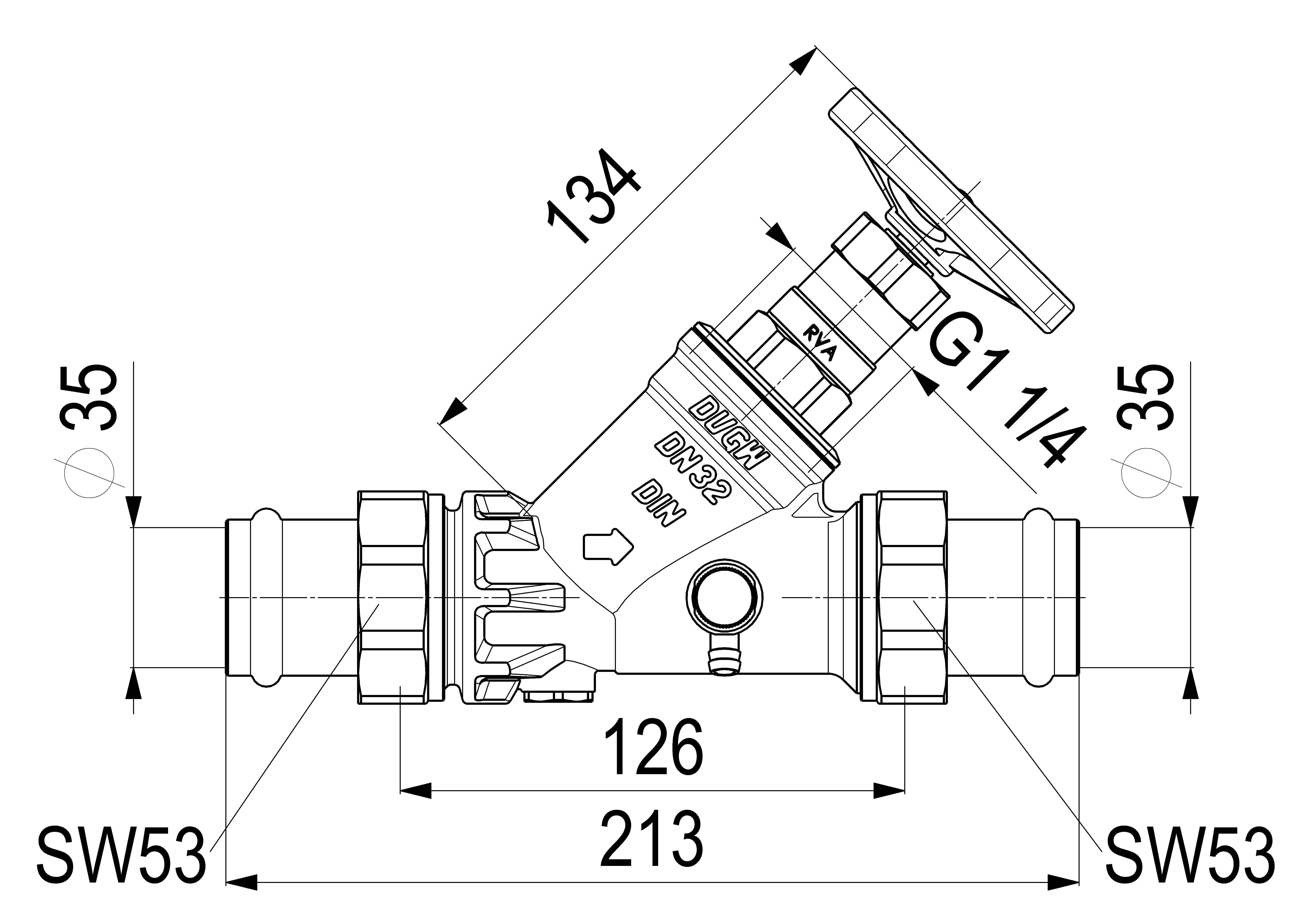 JS KFR-VENTIL, PRESS AG MULTI M.ENTL, N.ST.SP, DN32, PRESS35, DVGW