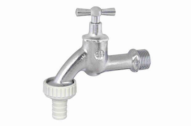 JS AUSLAUFVENTIL MIT SCHLAUCHVER. KNEBEL-OBERTEIL,3/4",MATT CHROM