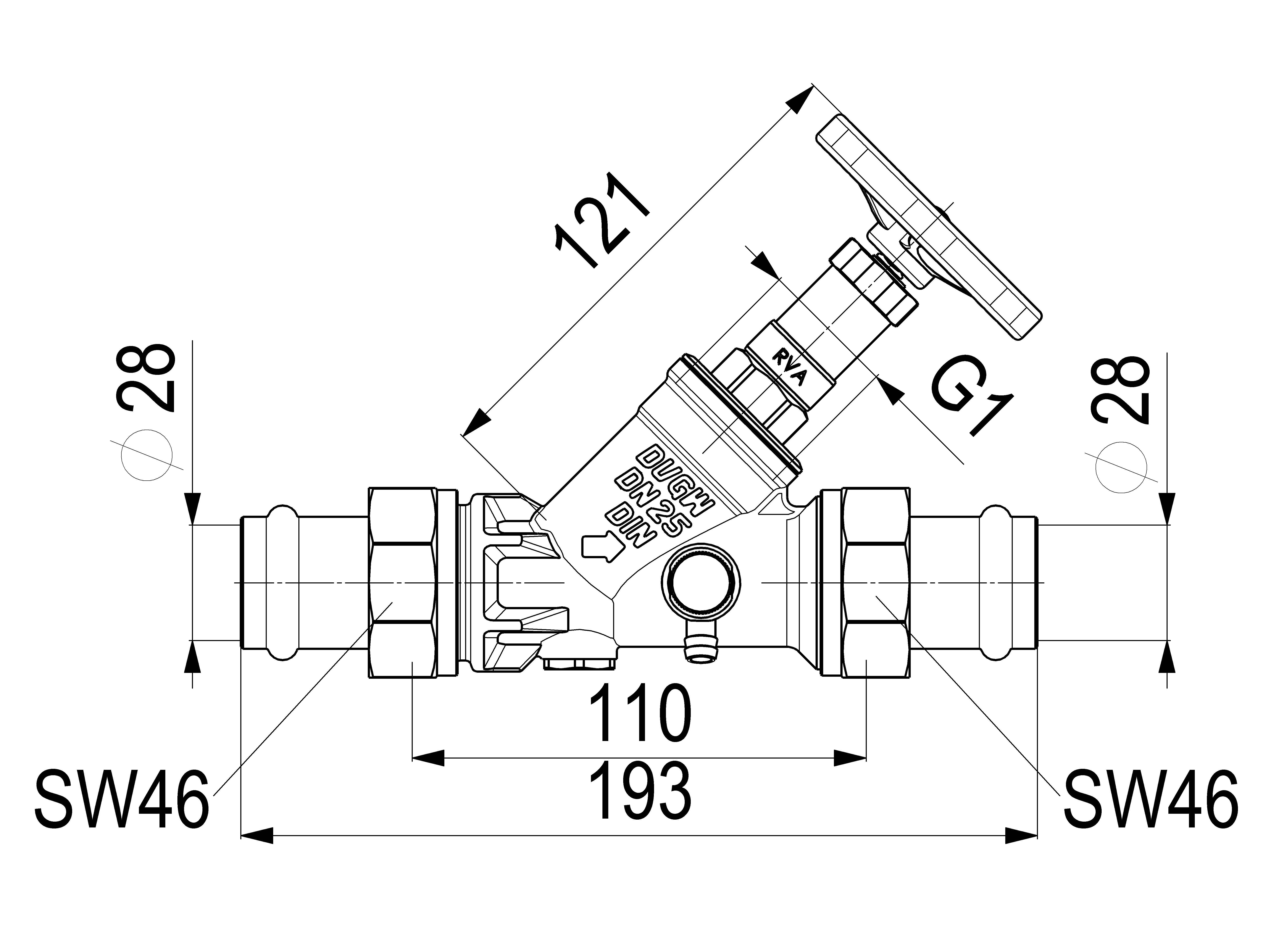 JS KFR-VENTIL, PRESS AG MULTI M.ENTL, N.ST.SP, DN25, PRESS28, DVGW