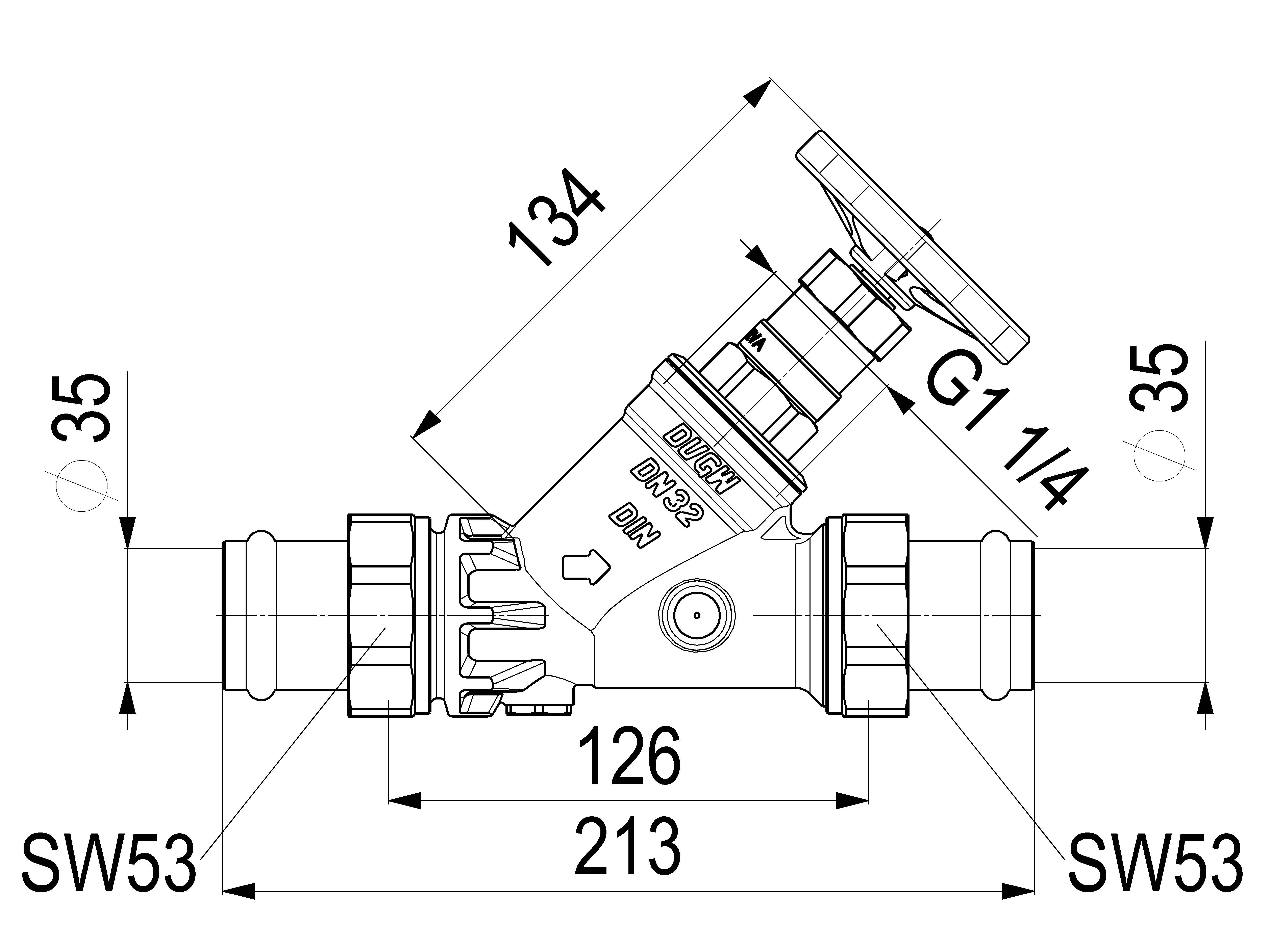 JS KFR-VENTIL, PRESS AG MULTI O.ENTL, N.ST.SP, DN32, PRESS35, DVGW