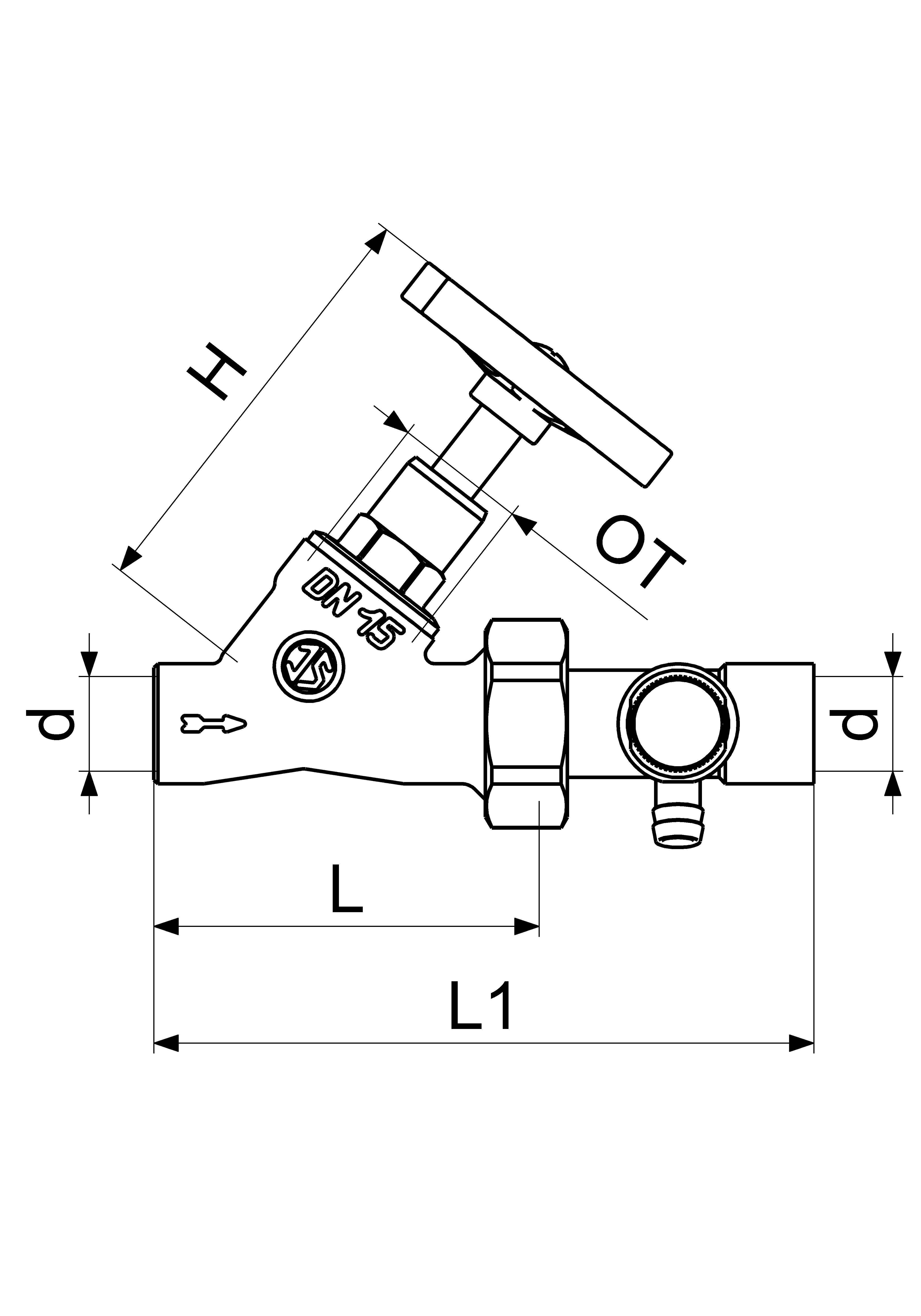 JS SCHRAEGSITZVENTIL, MIT ENTL. IN LOETV.AUSGANG, ST.SP, DN32, LOET35