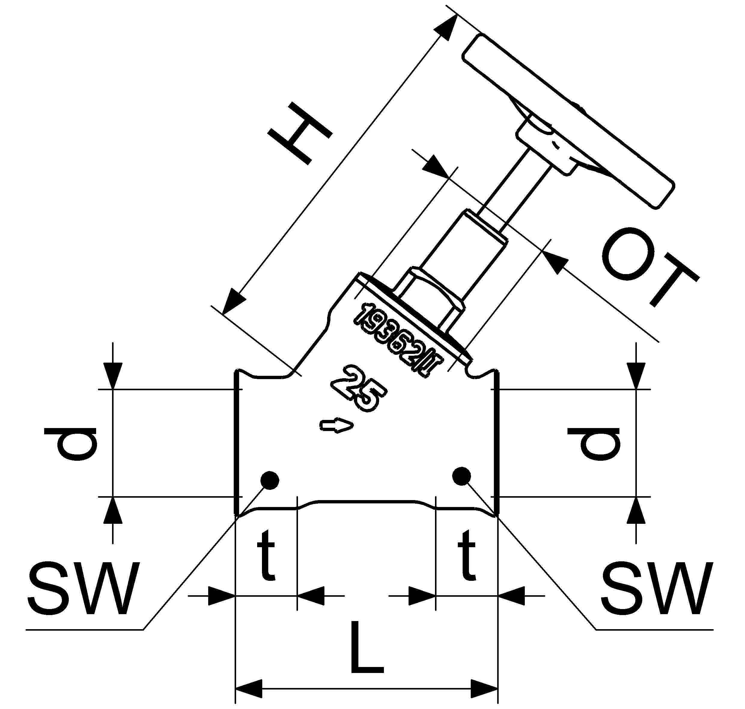 JS SCHRAEGSITZVENTIL,O.ENTLEERUNG STEIGENDE SPINDEL,DN80,IG 3"