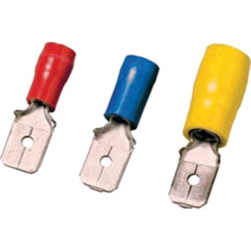 100St. Isolierter Flachstecker 0,5-1qmm 6,3 x 0,8 rot Messing