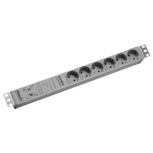 2m 19Zoll Steckdosenleiste ALU 1HE 6-fach RAL 7035 mit ÜSS 6,5kA