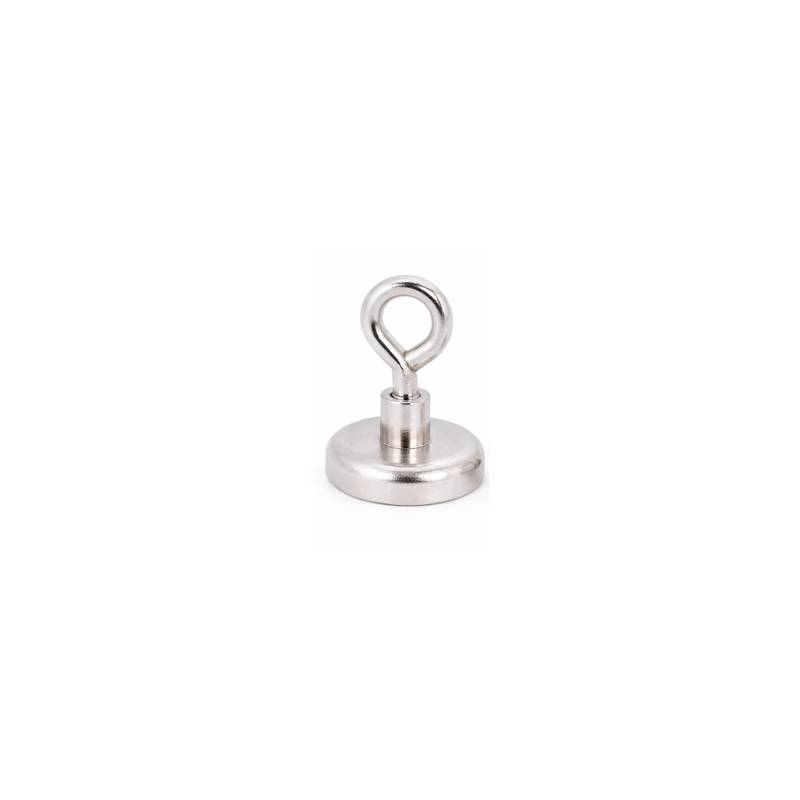 1 Stück Neodym Topfmagnet mit Öse Ø10 mm M3 – Haltekraft ca. 2 kg – vernickelt