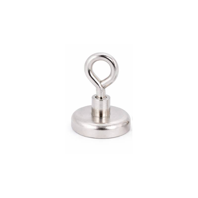 10 Stück Neodym Topfmagnet mit Öse Ø16 mm M4 – Haltekraft ca. 7 kg – vernickelt