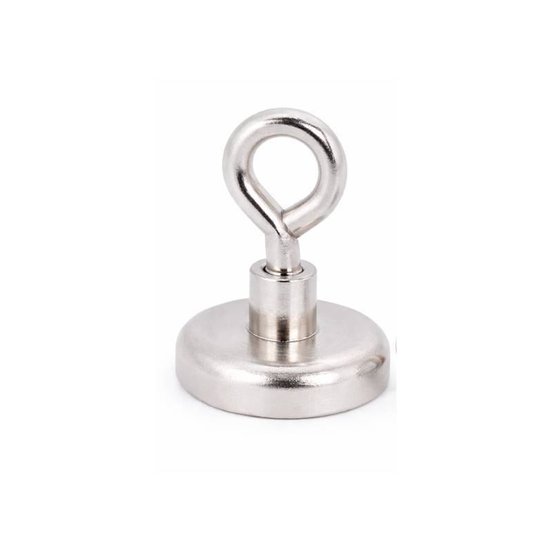 8 Stück Neodym Topfmagnet mit Öse Ø20 mm M4 – Haltekraft ca. 13 kg – vernickelt