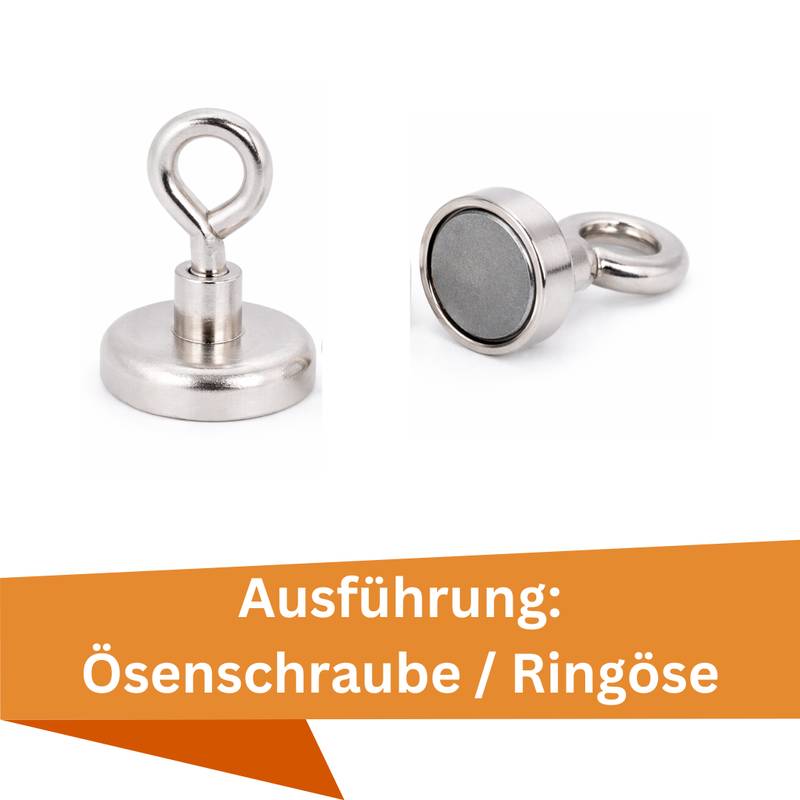 20 Stück Neodym Topfmagnet mit Öse Ø20 mm M4 – Haltekraft ca. 13 kg – vernickelt
