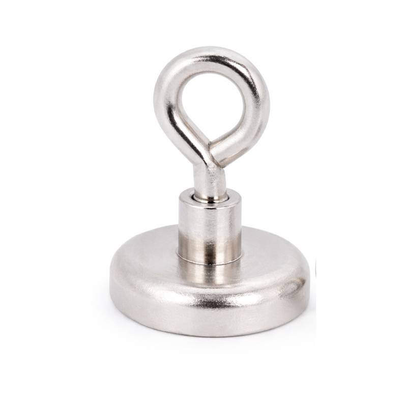 8 Stück Neodym Topfmagnet mit Öse Ø25 mm M5 – Haltekraft ca. 23 kg – vernickelt
