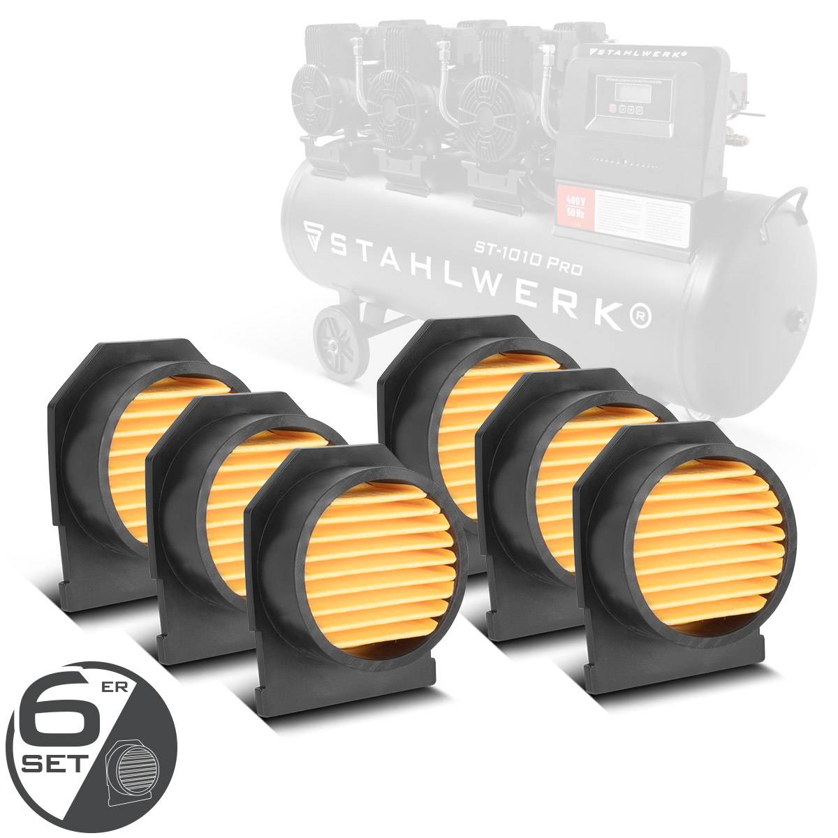 STAHLWERK 6er Set Ansaugfilter Partikelfilter für Luft-Kompressoren