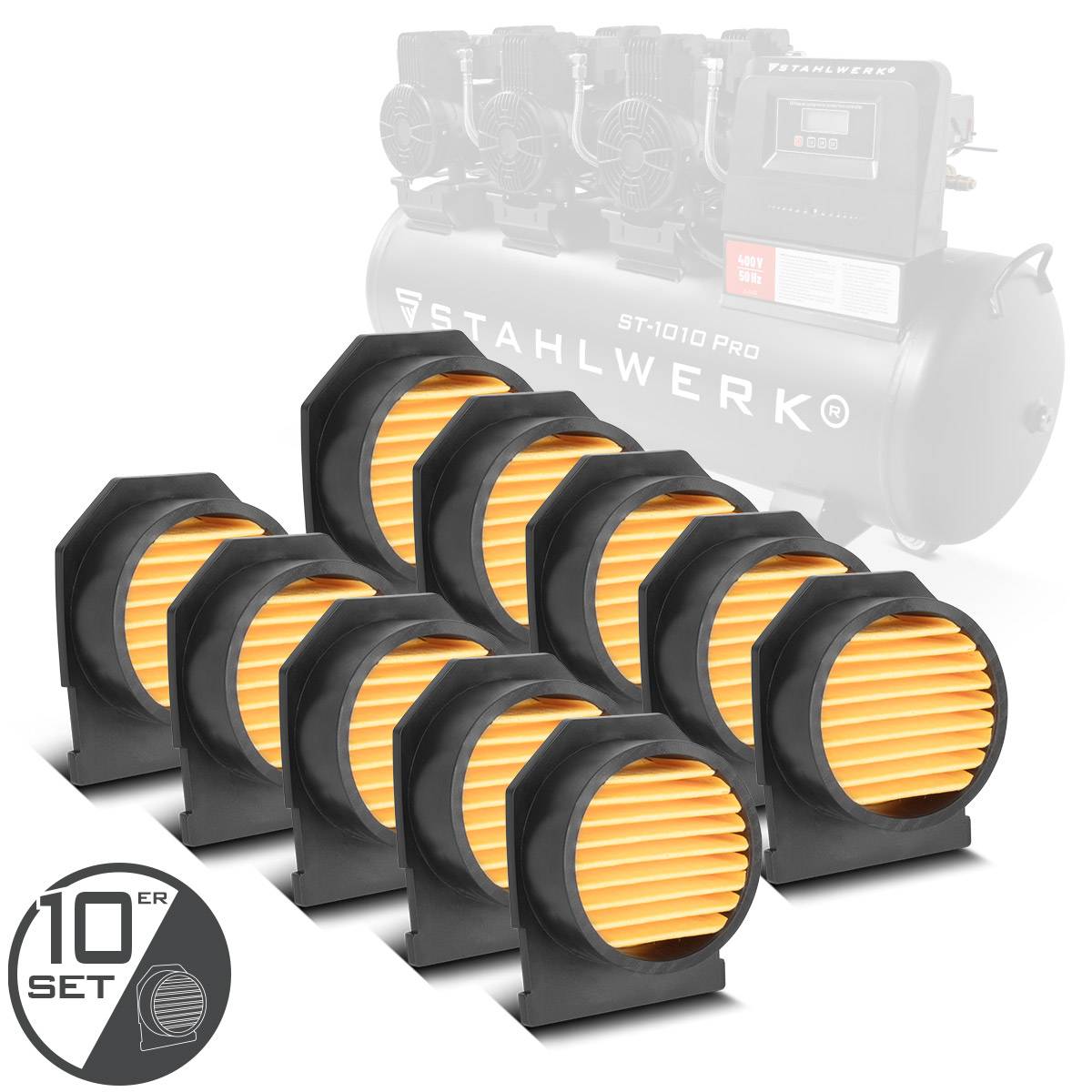 STAHLWERK 10er Set Ansaugfilter Partikelfilter für Luft-Kompressoren