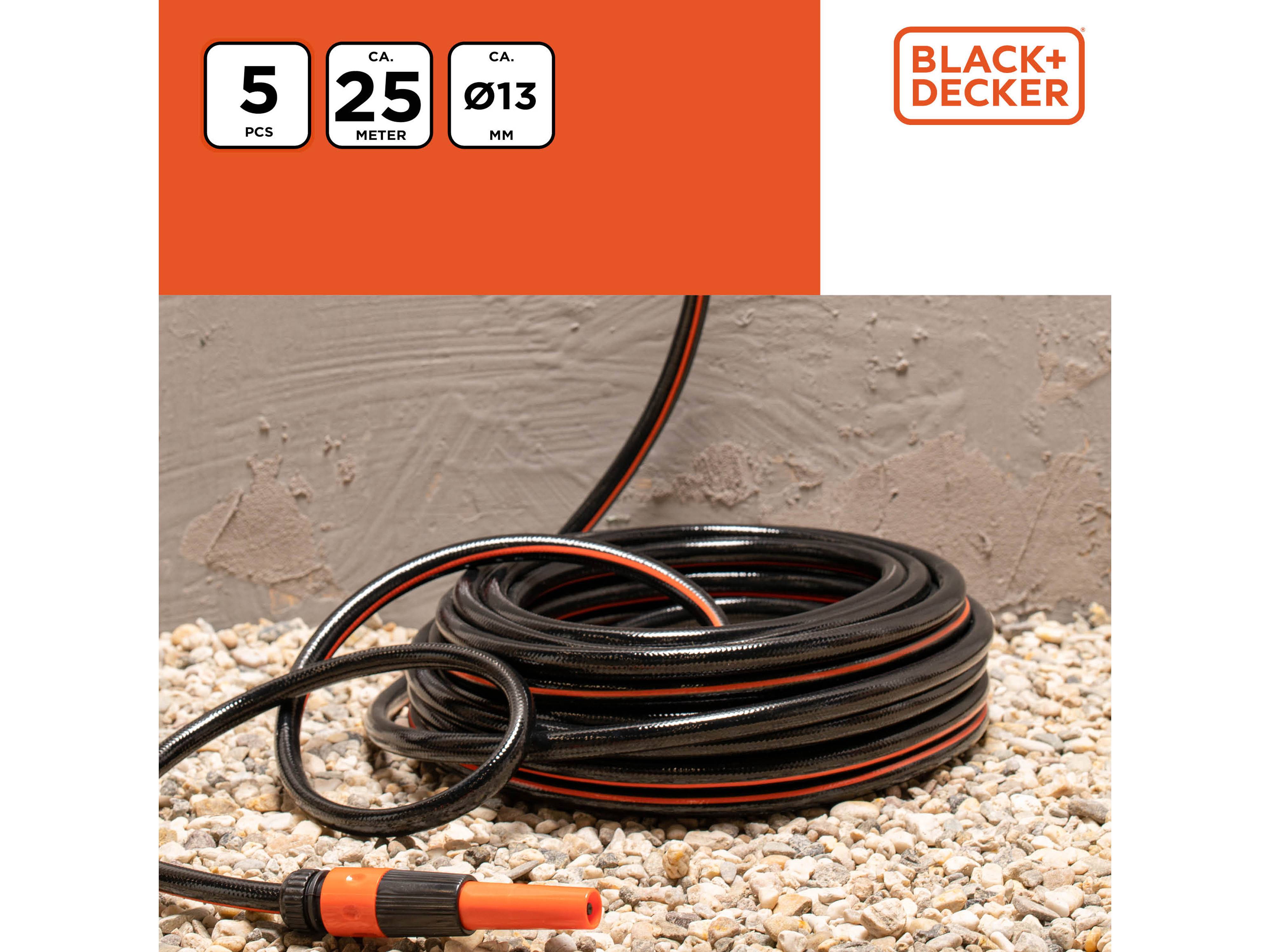 BLACK & DECKER Gartenschlauch mit Schnellanschluss, Ø 13 mm x 25 m
