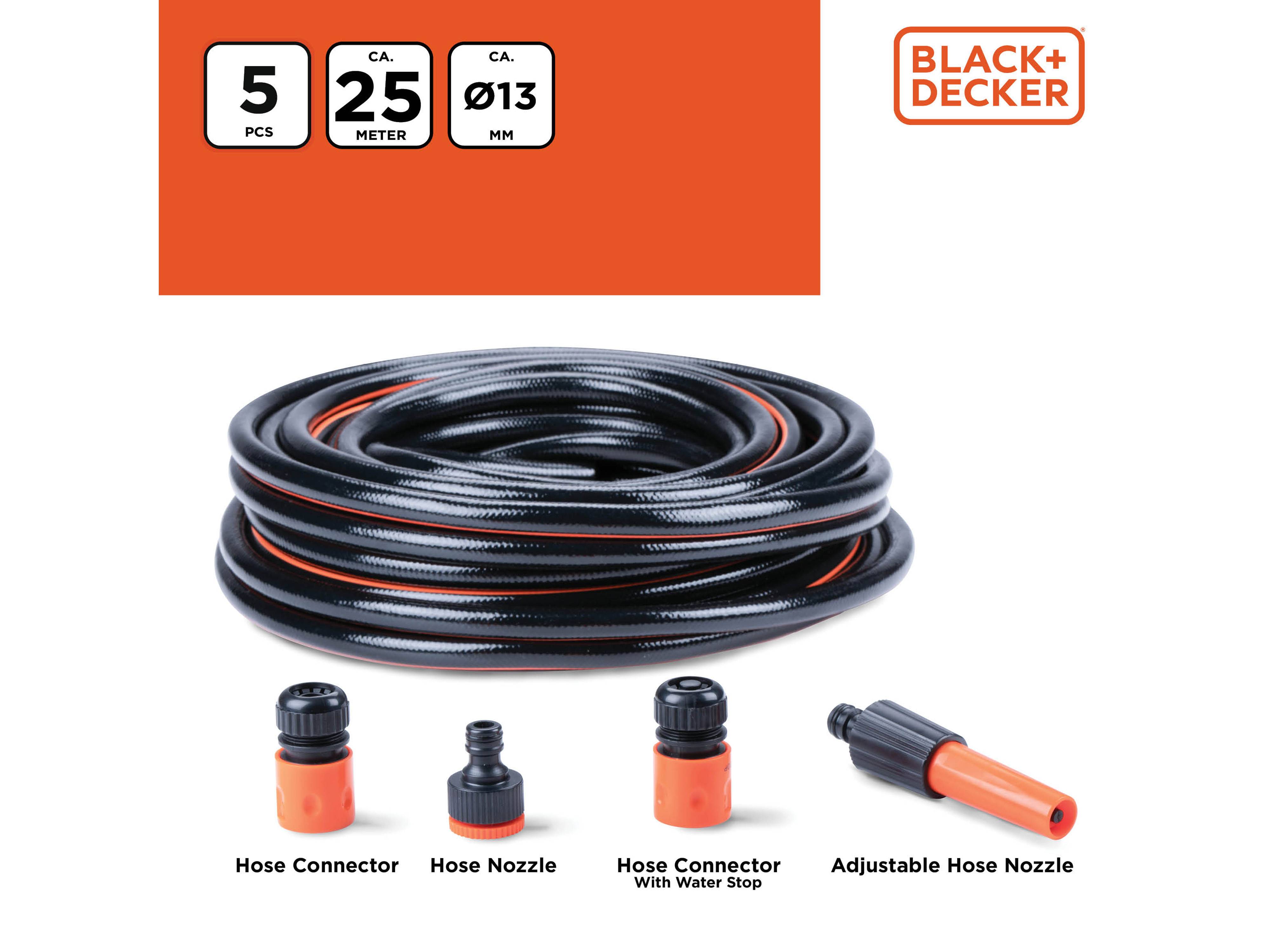 BLACK & DECKER Gartenschlauch mit Schnellanschluss, Ø 13 mm x 25 m