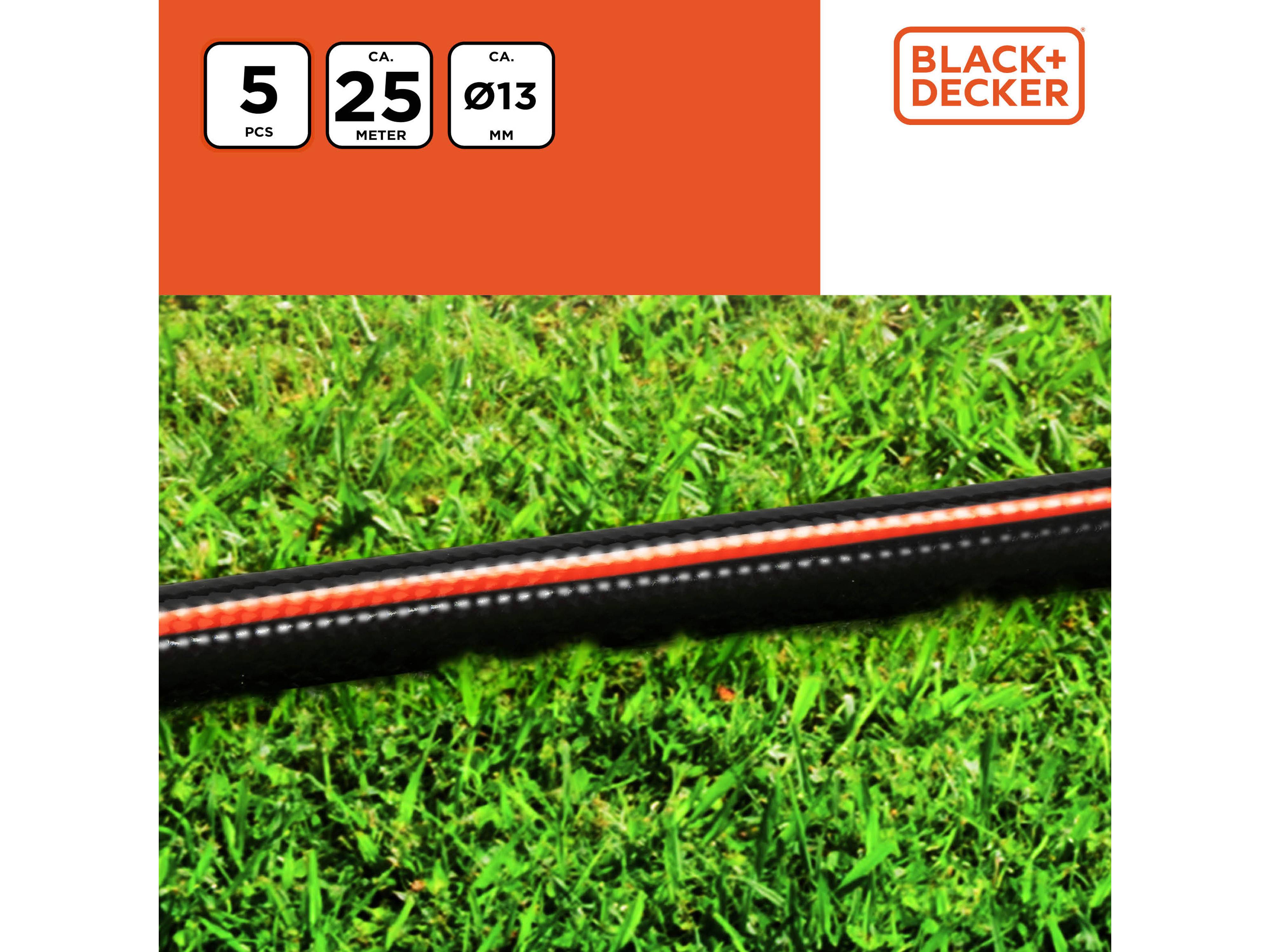 BLACK & DECKER Gartenschlauch mit Schnellanschluss, Ø 13 mm x 25 m