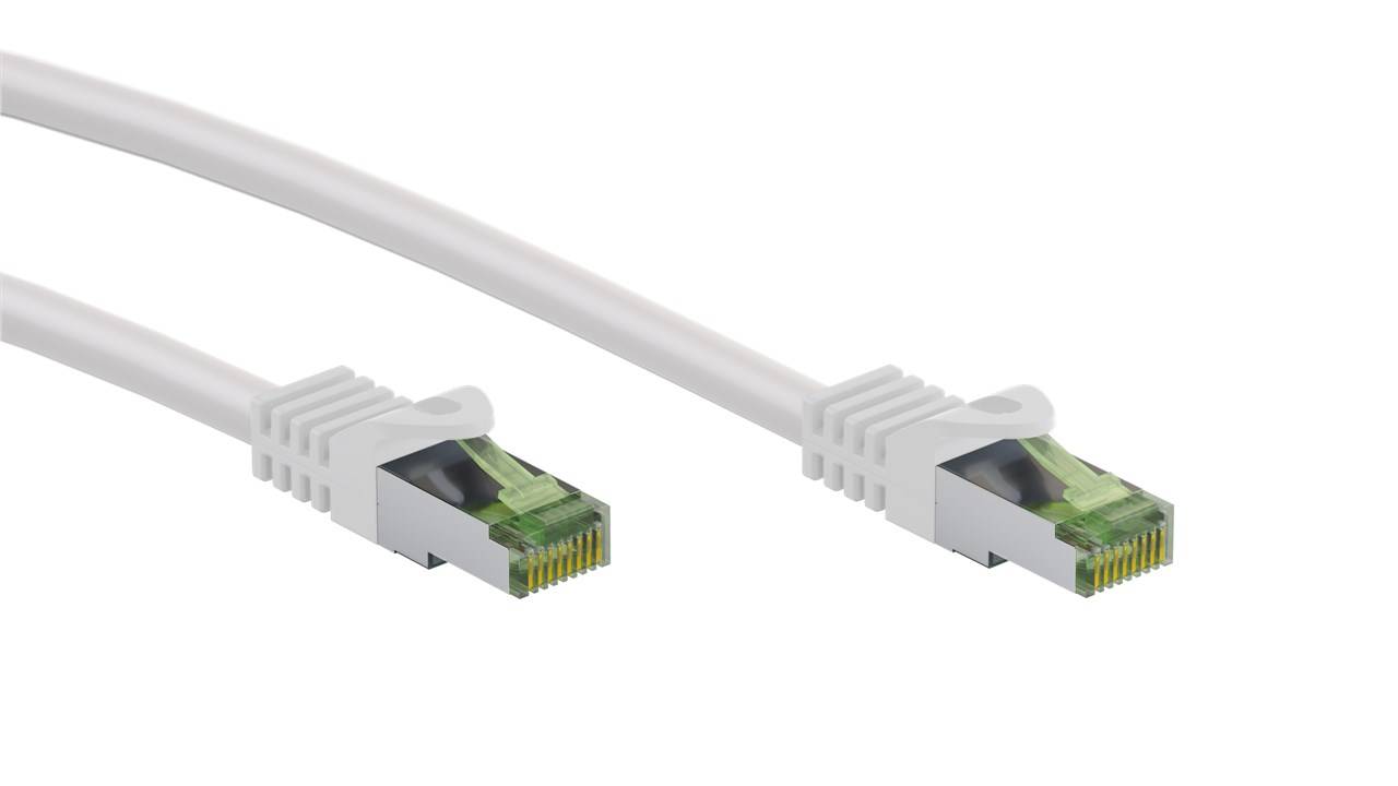 200x Goobay 61102 GHMT-zertifiziertes CAT 8.1 Patchkabel, S/FTP (PiMF), weiß, 0.25 m - Kupferleiter, LSZH halogenfreier Kabelmantel