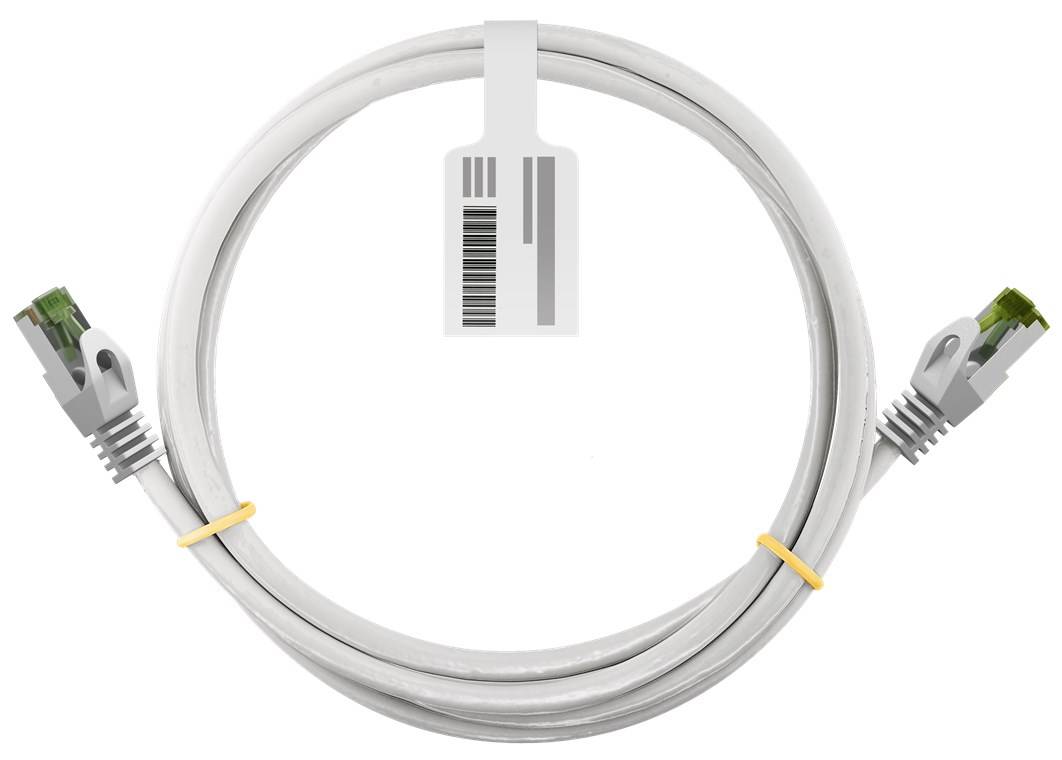 200x Goobay 61102 GHMT-zertifiziertes CAT 8.1 Patchkabel, S/FTP (PiMF), weiß, 0.25 m - Kupferleiter, LSZH halogenfreier Kabelmantel