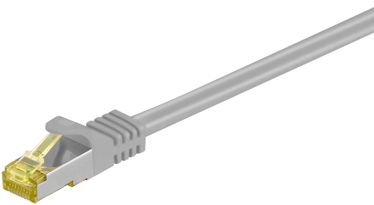 8x Goobay 91675 RJ45 Patchkabel CAT 6A S/FTP (PiMF), 500 MHz mit CAT 7 Rohkabel, grau, 30 m - LSZH halogenfreier Kabelmantel, Kupfer, RJ45-Stecker