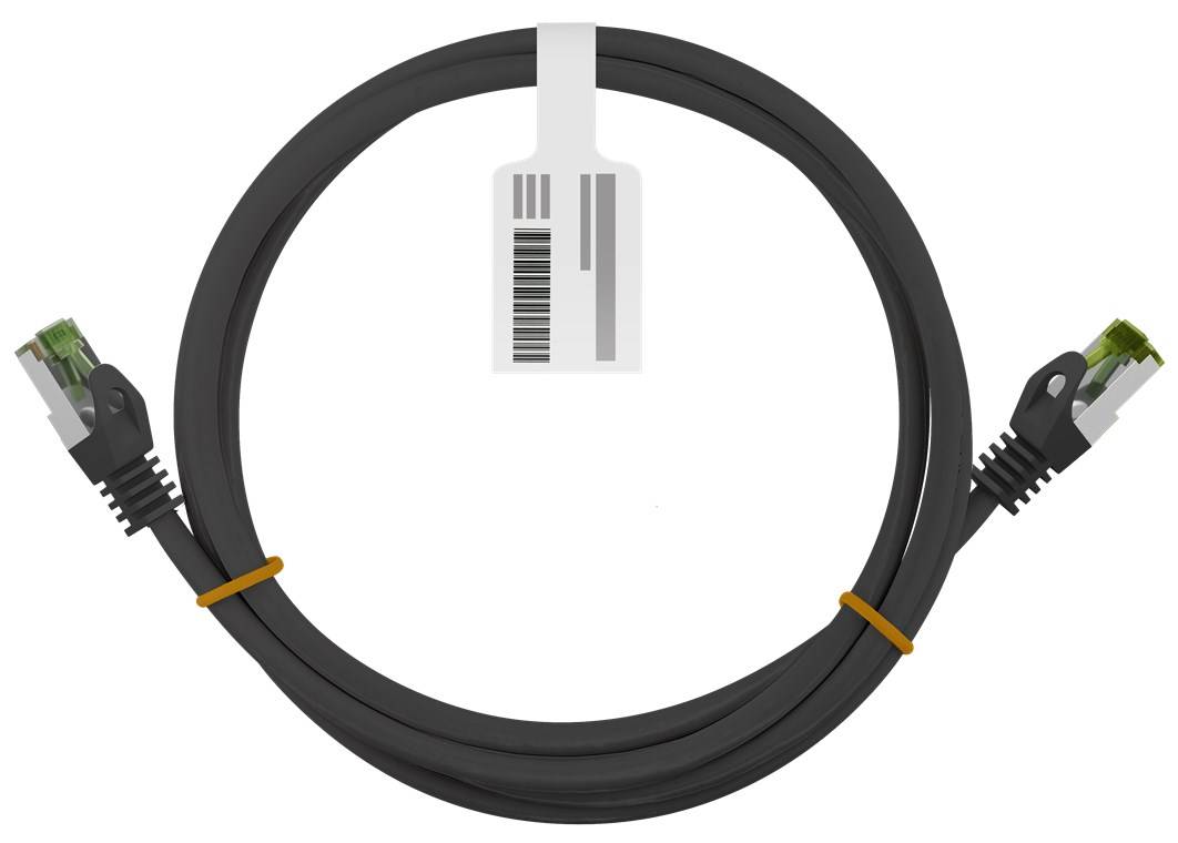 Goobay 61098 RJ45-Patchkabel mit CAT 8.1 S/FTP Rohkabel, schwarz, 10 m - Kupferleiter, LSZH halogenfreier Kabelmantel, RJ45-Stecker (CAT 6A)