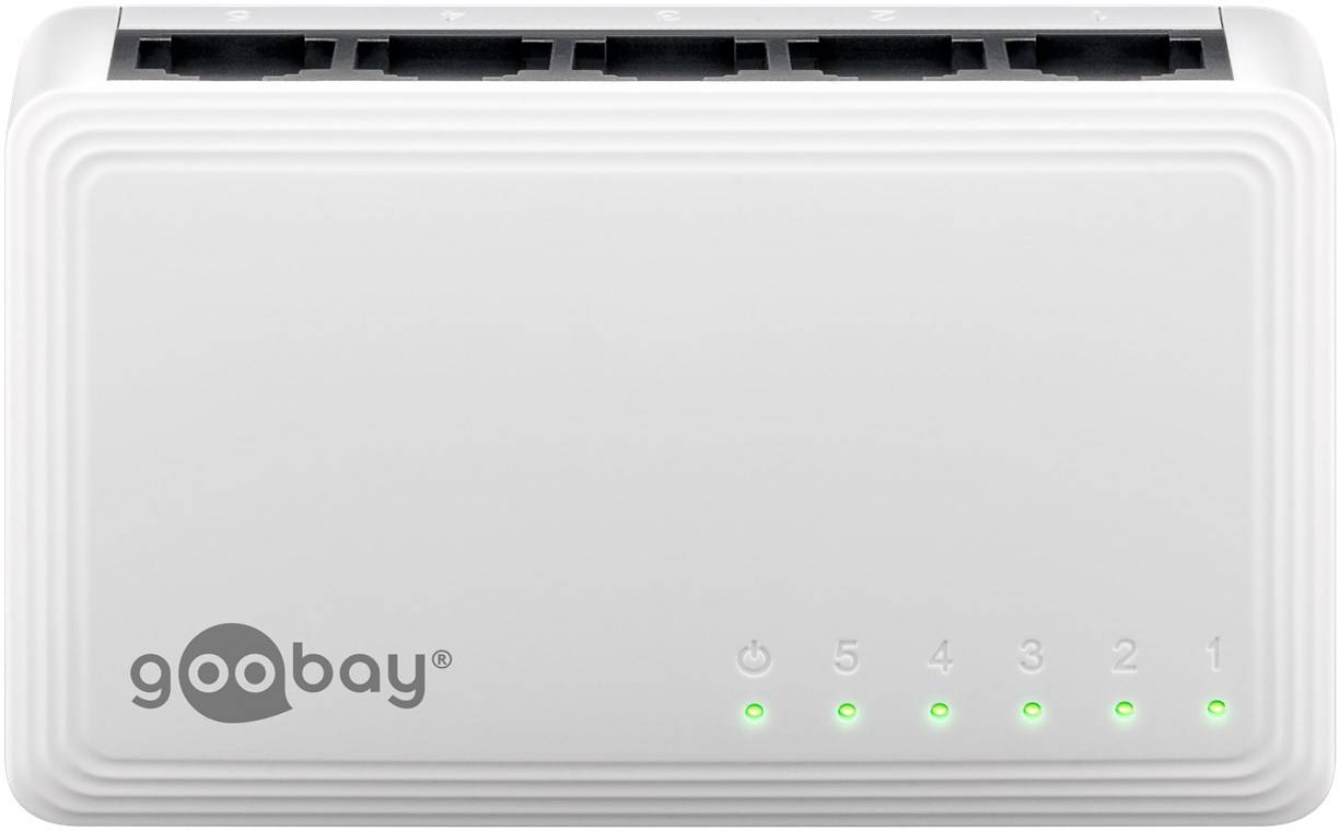 Goobay 64563 5-Port Gigabit Ethernet Netzwerk-Switch, weiß - 5x RJ45-Buchsen, Autonegotiation, 1000 Mbit/s