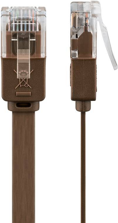 240x Goobay 95890 CAT 6 Flach-Patchkabel, U/UTP, dunkelbraun, 1 m - Kupferleiter (CU)