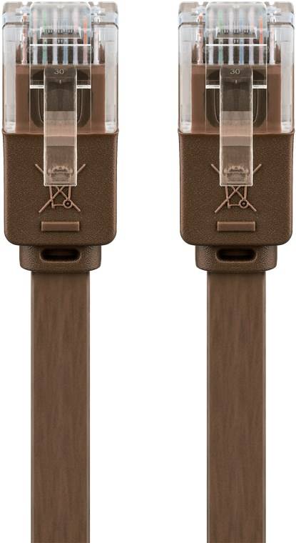 240x Goobay 95890 CAT 6 Flach-Patchkabel, U/UTP, dunkelbraun, 1 m - Kupferleiter (CU)