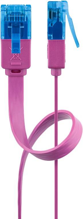 160x Goobay 96320 CAT 6A Flach-Patchkabel, U/UTP, magenta, 2 m - Kupferleiter (CU)