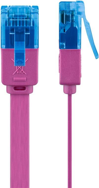 160x Goobay 96320 CAT 6A Flach-Patchkabel, U/UTP, magenta, 2 m - Kupferleiter (CU)