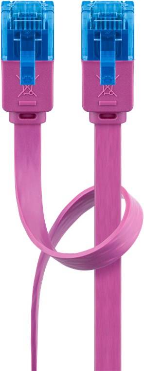 160x Goobay 96320 CAT 6A Flach-Patchkabel, U/UTP, magenta, 2 m - Kupferleiter (CU)