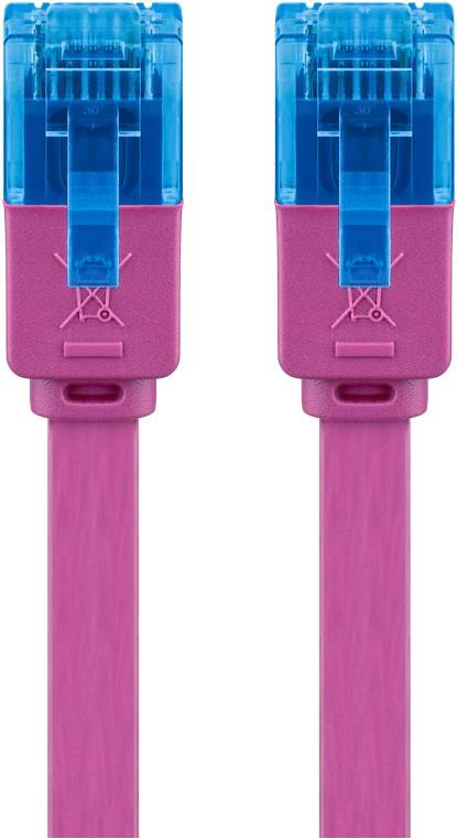 160x Goobay 96320 CAT 6A Flach-Patchkabel, U/UTP, magenta, 2 m - Kupferleiter (CU)