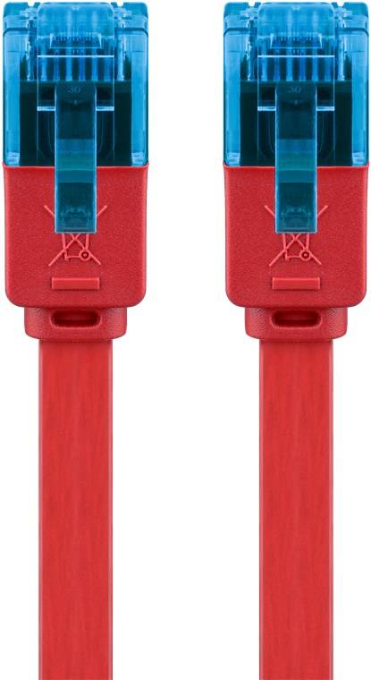 290x Goobay 96300 CAT 6A Flach-Patchkabel, U/UTP, rot, 0.5 m - Kupferleiter (CU)