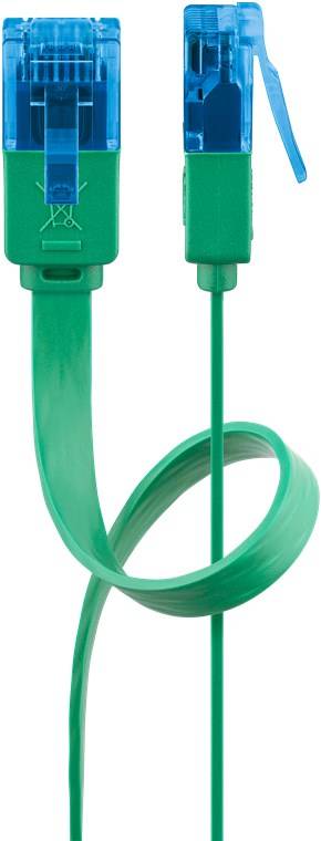 240x Goobay 96308 CAT 6A Flach-Patchkabel, U/UTP, Grün, 1 m - Kupferleiter (CU)