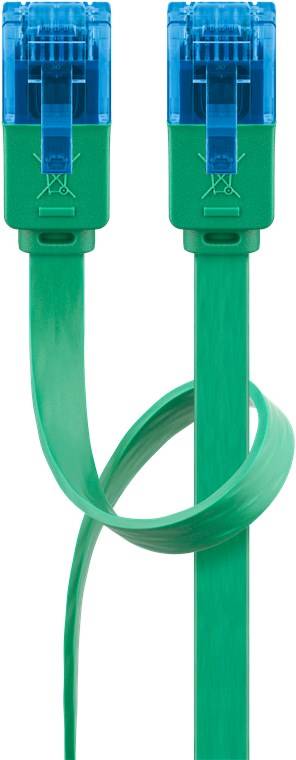 240x Goobay 96308 CAT 6A Flach-Patchkabel, U/UTP, Grün, 1 m - Kupferleiter (CU)
