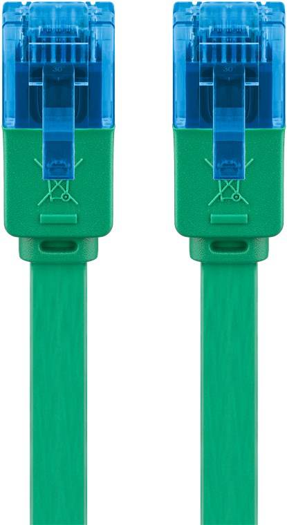 240x Goobay 96308 CAT 6A Flach-Patchkabel, U/UTP, Grün, 1 m - Kupferleiter (CU)