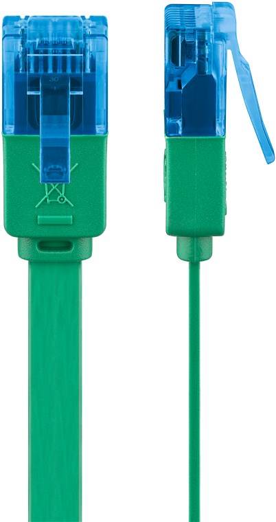 240x Goobay 96308 CAT 6A Flach-Patchkabel, U/UTP, Grün, 1 m - Kupferleiter (CU)