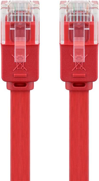 120x Goobay 96418 CAT 6 Flach-Patchkabel, U/UTP, rot, 3 m - Kupferleiter (CU)