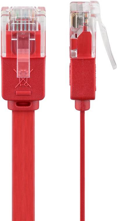 120x Goobay 96418 CAT 6 Flach-Patchkabel, U/UTP, rot, 3 m - Kupferleiter (CU)