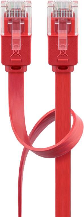 120x Goobay 96418 CAT 6 Flach-Patchkabel, U/UTP, rot, 3 m - Kupferleiter (CU)