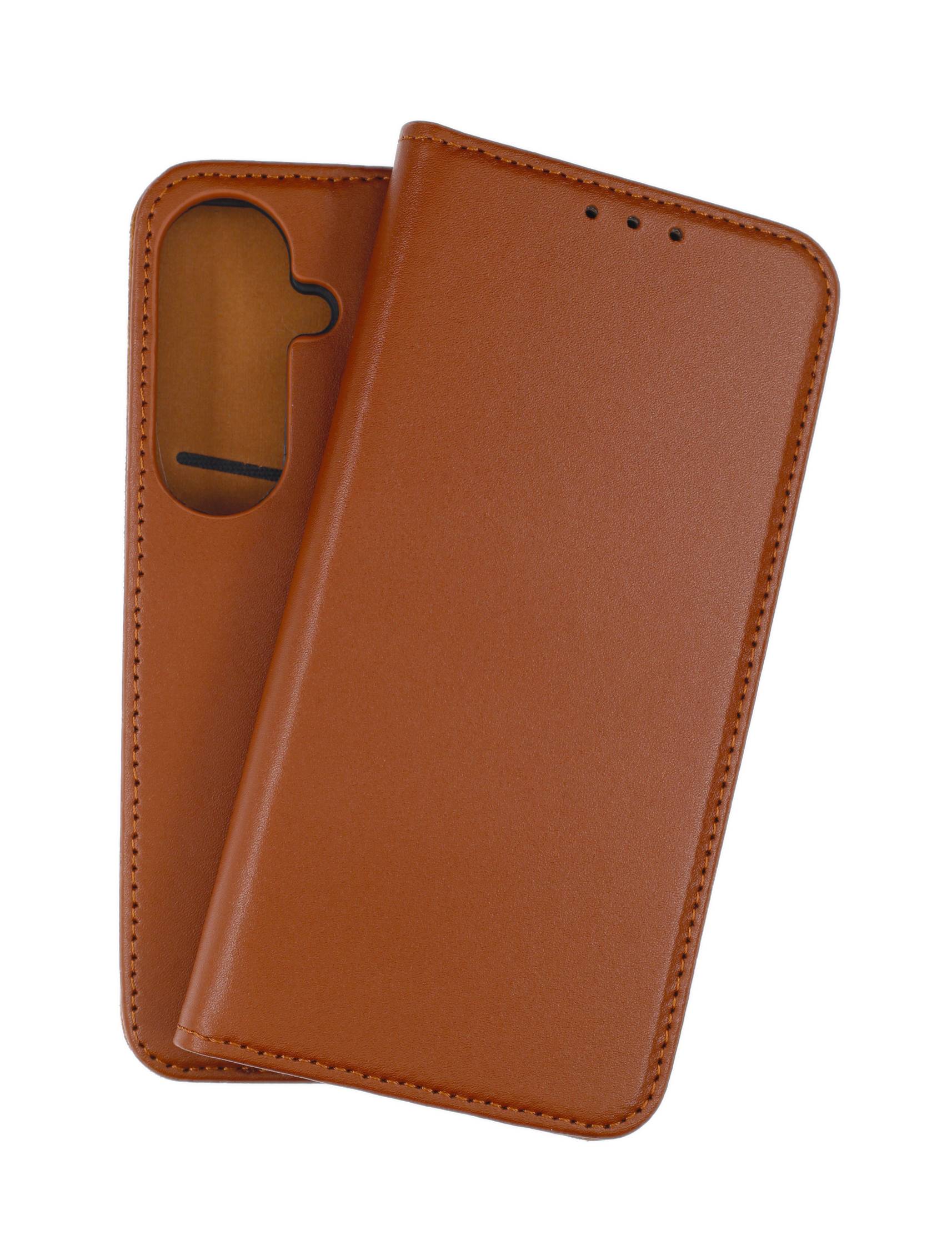 JAMCOVER Echt Leder Bookcover Braun für Samsung Galaxy S26 5G