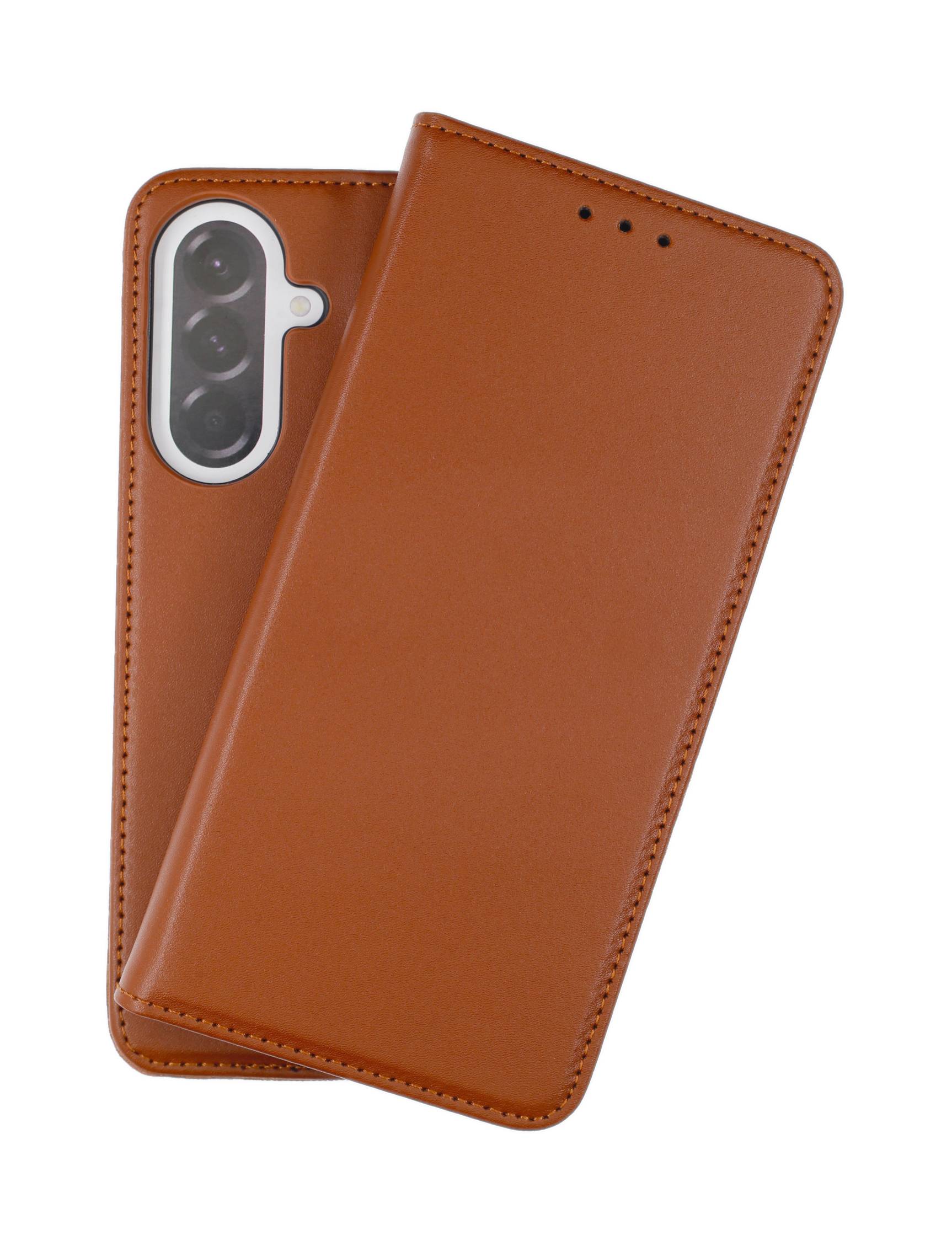 JAMCOVER Echt Leder Bookcover Braun für Samsung Galaxy A37 5G
